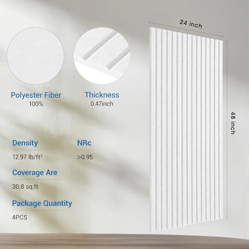 4 Pack 48x24 inch Acoustic Wall Panels-White - Image 3