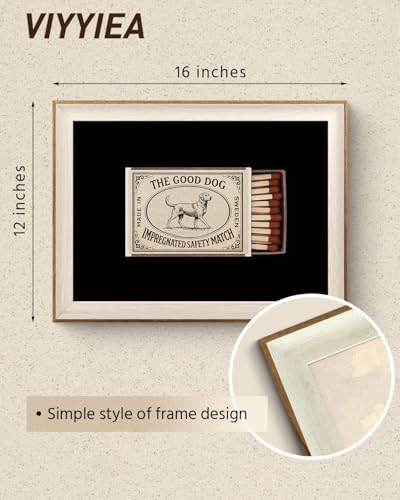 VIYYIEA Vintage Framed Swedish Dog Matchbox Canvas Wall Art, 16×12 Inch - Image 2