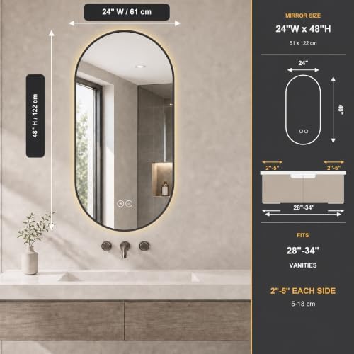 LAIYA 48X24 Inch Oval LED Bathroom Mirror - Image 2