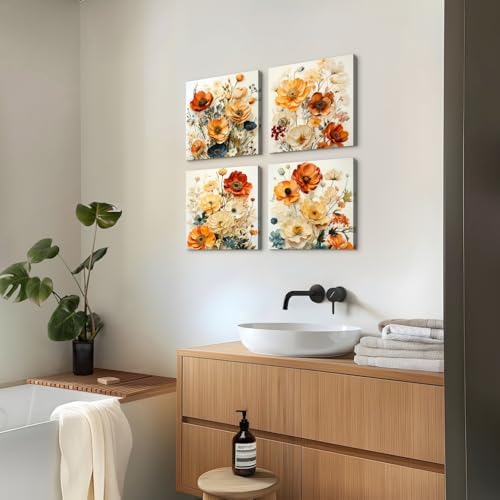 Orange Fall Wall Art Flower Pictures Wall Decor - Image 5