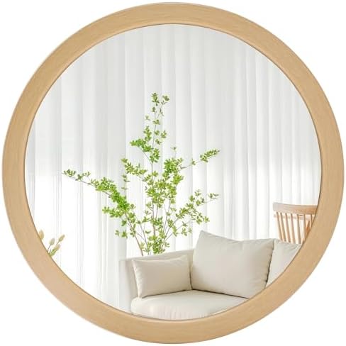 CULER Round Mirrors 36 Inch, Natural Vanity Wall Rustic Mirror by Culer