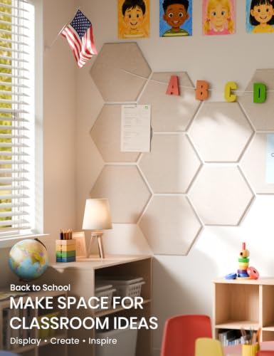 Fluxynara 12-Pack Hexagon Felt Bulletin Board Tiles - Image 5