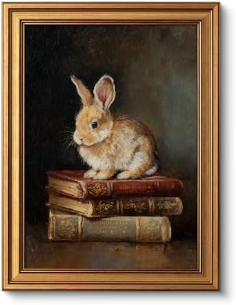 VIYYIEA Vintage Gold Framed Rabbit Wall Art Print, 12x16 Inch by VIYYIEAART