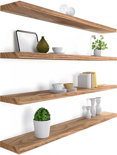 36 Inch Light Wood Floating Shelves by YFYEO