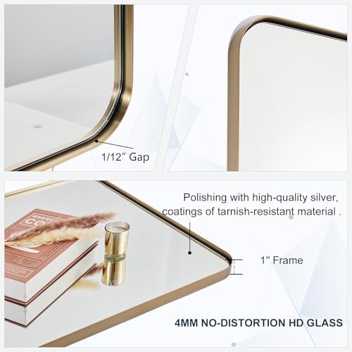 ANDY STAR 30x55 Inch Brushed Champagne Bronze Rectangular Bathroom Mirror - Image 5