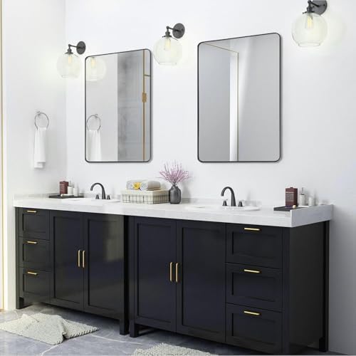 Black Framed Bathroom Mirror, Matte Black - Image 4