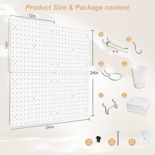 FZK Modular Plastic Peg Board Wall Organizer Kit - Image 3