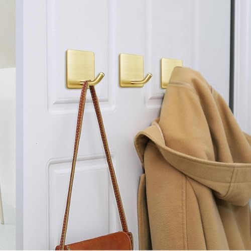 FOTYRIG Gold Self Adhesive Hooks Holds 15lbs-6 Packs - Image 3
