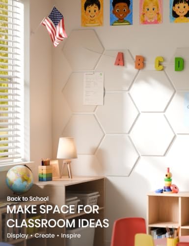 Fluxynara 8-Pack Hexagon Felt Bulletin Board Tiles, Milky White-1 - Image 5