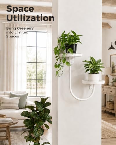 Bamworld Wall Planters for Indoor Plants Metal Wall Plant Holder White - Image 4