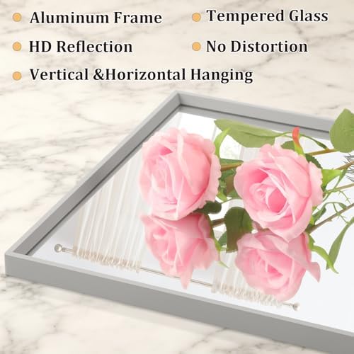 AAZZKANG Grey Wall Mirror Decorative Metal Framed Mirrors Modern - Image 3