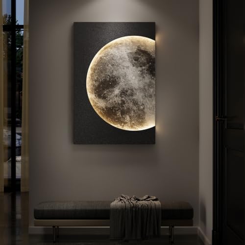 Cuspin Large 3D LED Moon Wall Art, 24x36 In - Image 6