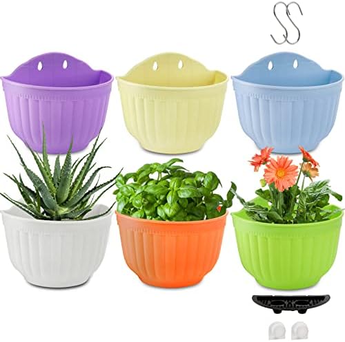DEAYOU 6 Pack Wall Planter Hanging Flower Pot, Window Hang Indoor Outdoor Plant by DEAYOU