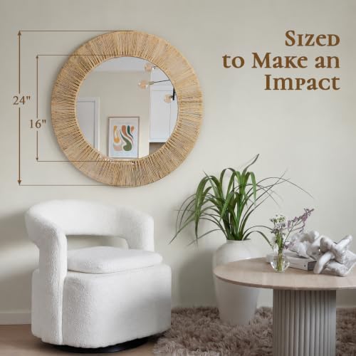 24 Inch Natural Jute Wall Mirror - Image 2