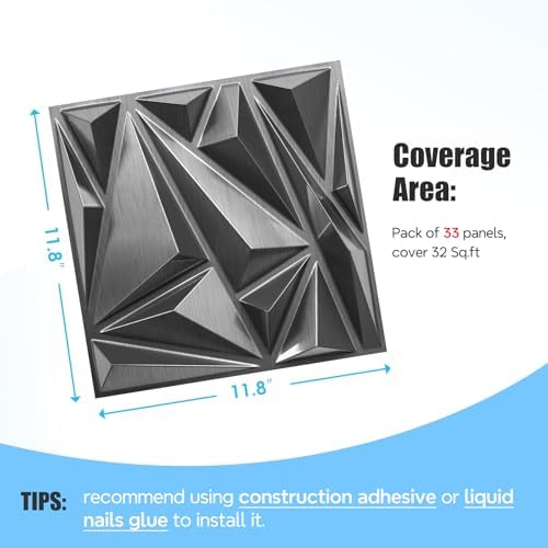 STICKGOO 33 Pack 3D Wall Panels, Brushed Silver - Image 4