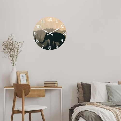 XFM Vintage Elephant Wall Clock 12 Inch Silent - Image 2
