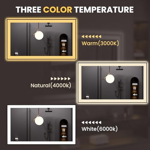 LOAAO 48"X30" LED Bathroom Mirror Black Framed - Image 6
