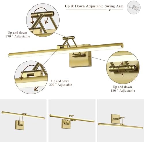 Hard-Wired Picture Light for Wall, Brass Art Light, Gallery Light 23.39inch - Image 2