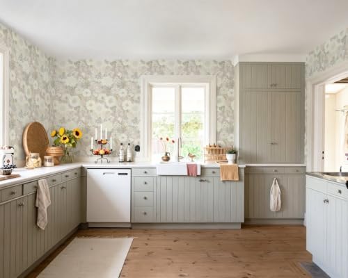 Peel and Stick Wallpaper Floral Beige Contact Paper Vintage Wallpaper Neutral - Image 6