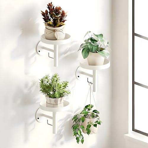 DELLAN Wall Plant Holder, 3 Pack Metal Stand, All White by DELLAN