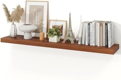 48" Walnut Floating Shelves Wood Wall Shelf, Walnut Color by Ornawit