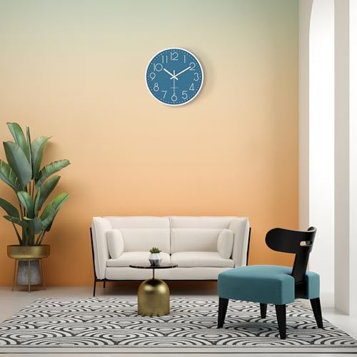 Lafocuse 12 inch Modern Analog Cerulean Blue Wall Clock Battery Operated - Image 3