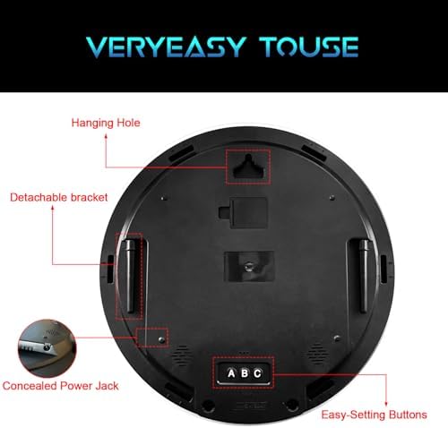 Digital Wall Clock, LED Moon/Earth Design, Temperature Display, 7.87 x 7.87 - Image 4