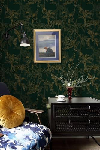 Heroad Dark Green Peel and Stick Wallpaper Boho Contact Paper Jungle Wall Paper - Image 5
