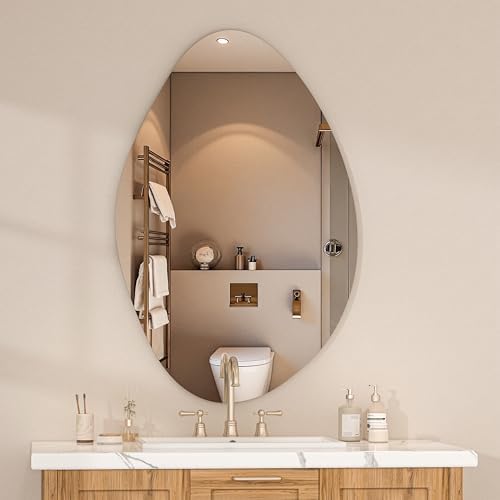 Hasipu 27"x18" Irregular Wall Mirror Frameless Asymmetrical Mirror - Image 6