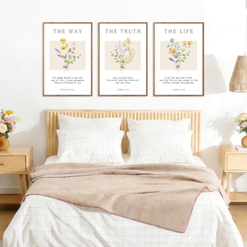 CHDITB Bible Verse Floral Framed Canvas Wall Art Set, Scripture Wall Decor - Image 4