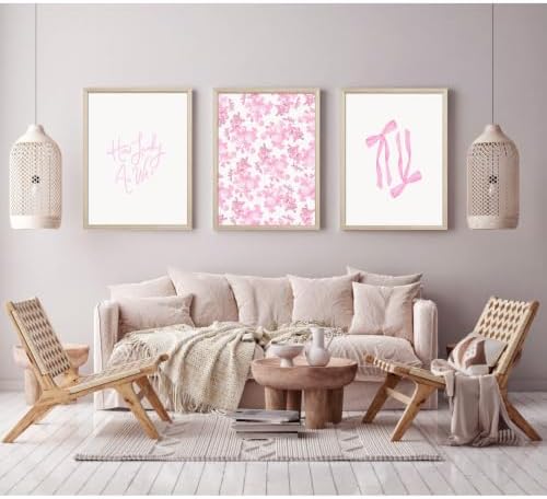 Pink Bow Floral Wall Art Preppy Canvas Room Decor How Lucky Are We Wall Art - Image 5