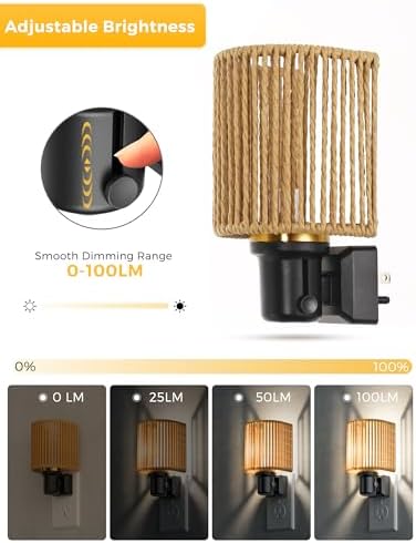L LOHAS LED Bright Night Lights Plug into Wall, Dimmable Night Light Boho - Image 2