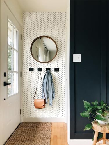 Orainege Black and White Wallpaper Peel and Stick Herringbone Contact Paper - Image 3