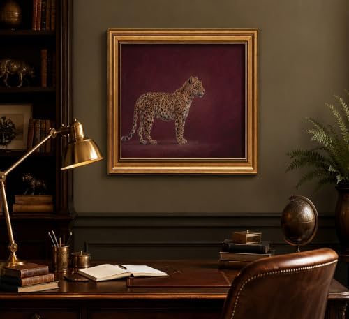 Gold Framed 3D Textured Wall Art, Vintage Burgundy Cheetah Canvas Prints - Image 7