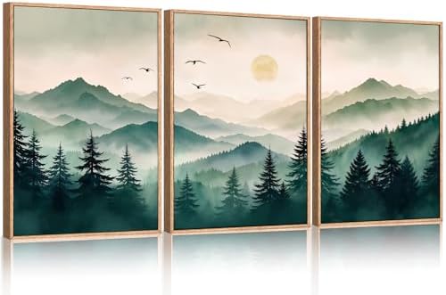 Large Boho Mountain Framed Canvas Wall Art Set 16"x24"x3 - Image 5