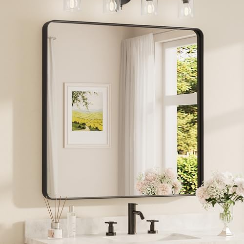 TETOTE Black Framed Mirrors for Bathroom, 36 x 36 Inch Modern Wall Mounted by TETOTE
