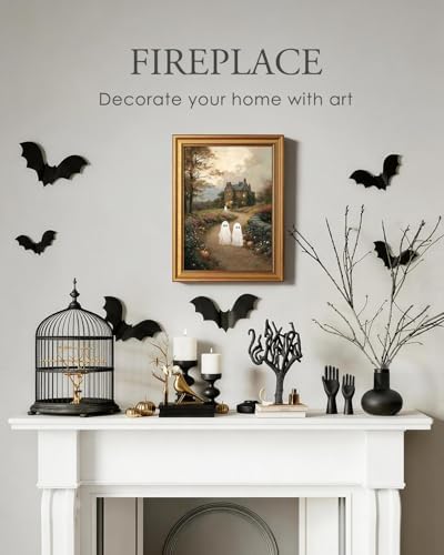 VIYYIEA Framed Halloween Wall Art Fall, Rustic Landscape Painting - Image 5
