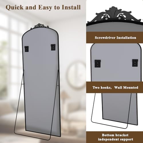 BEAUTYPEAK 65" x 24" Baroque Arch Full-Length Mirror - Image 5
