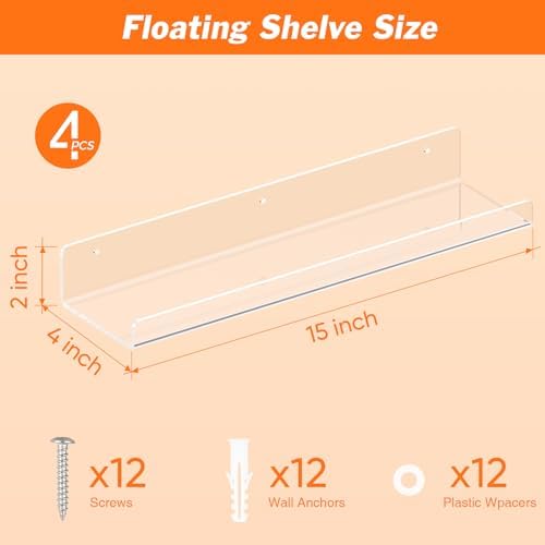 Dooiclear 4 Pack Floating Shelves - Image 3