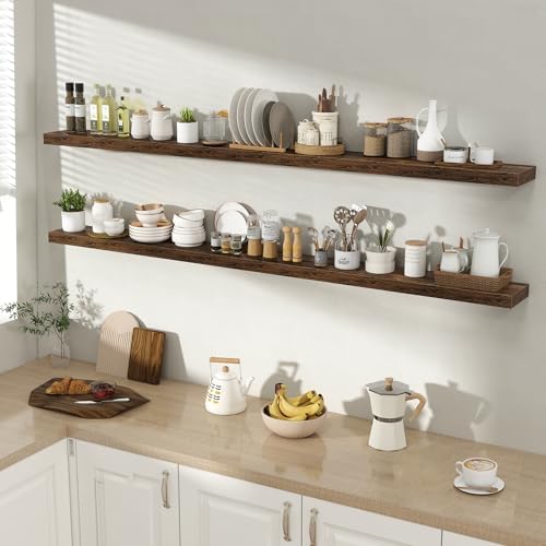 Acovy 72 Inch Floating Shelves for Wall 2 Pack, Wall Mounted Floating Shelf - Image 2