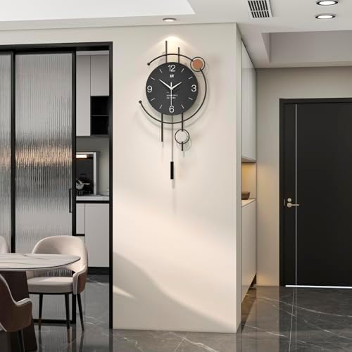 Large Black Wall Clock for Living Room Decor Big Metal Minimalist Decorative - Image 3
