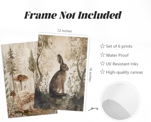 Woodland Animal Wall Art Nursery Canvas Wall Decor Forest Animal Poster Kids - Image 2