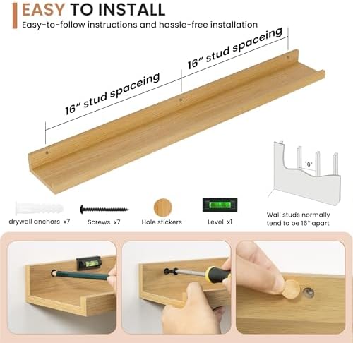 Dreamland Picture Ledge Shelf for Wall, Floating Shelves Set of 2, 36 Inch Long - Image 4