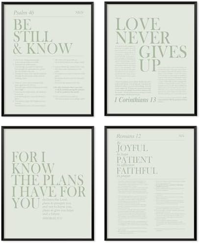 Locomiss Sage Green Christian Wall Art Decor, Modern Bible Verse Posters by Unknown