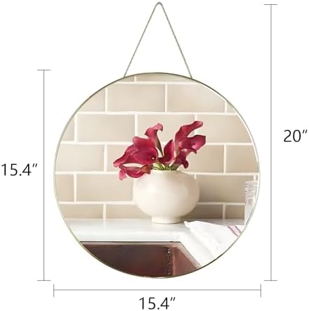 Funerom Gold Round Wall Mirror 15.4 Inches Circle Mirror Bathroom Mirrors - Image 4