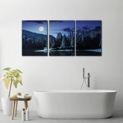Pacimo Lake and Pine Forest Bedroom Wall Art Natural Landscape Canvas Wall Art - Image 3