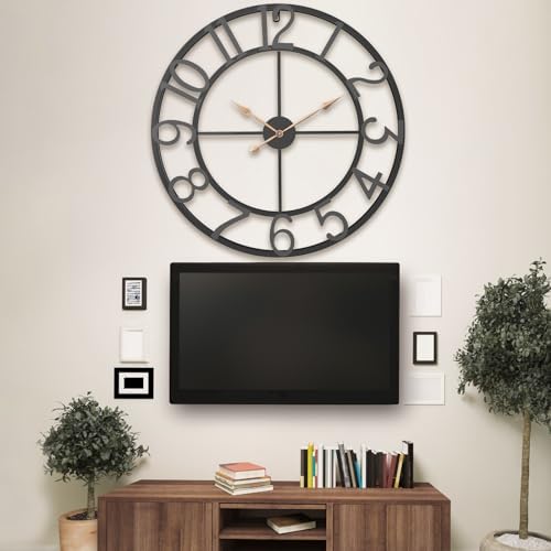 Pytha Sight 36 Inch Black Metal Arabic Numeral Extra Large Giant Wall Clock - Image 3