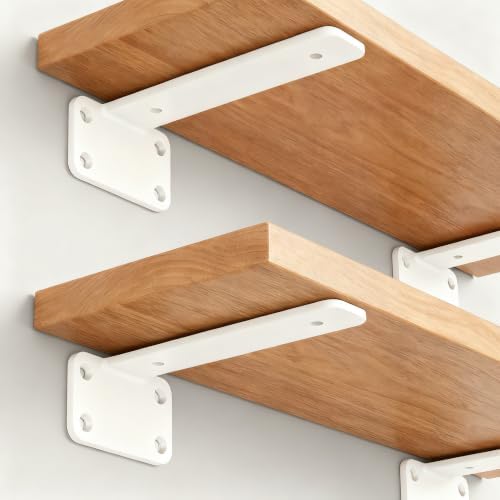 2 Pack - 6 inch White Hidden L Shelf Bracket Iron Floating Shelf Brackets - Image 4