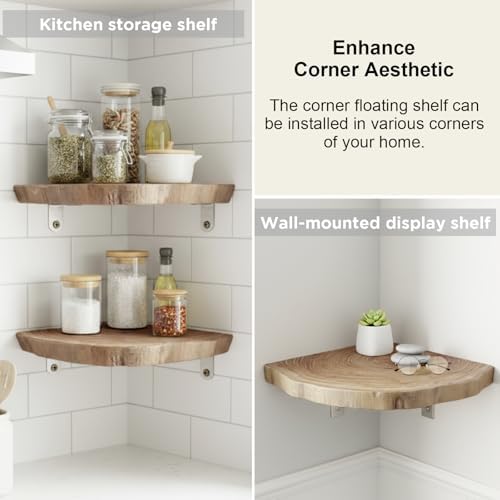 3 Pcs Corner Floating Shelves for Wall Solid Wood 7 Inch - Image 5