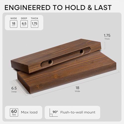Homeforia 18 Inch Floating Shelves, High-End Solid Pine Wood - Image 2